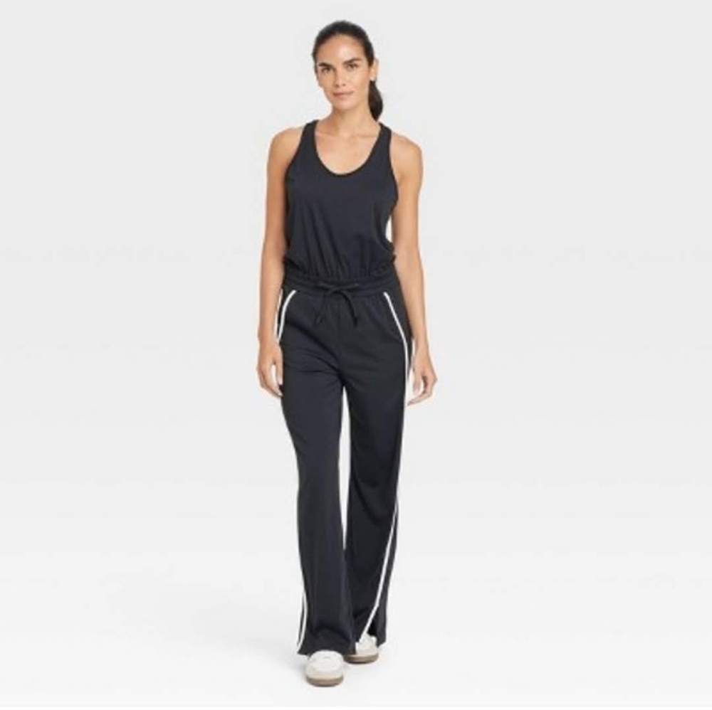NWT Joy Lab Black Piped Tank Jumpsuit